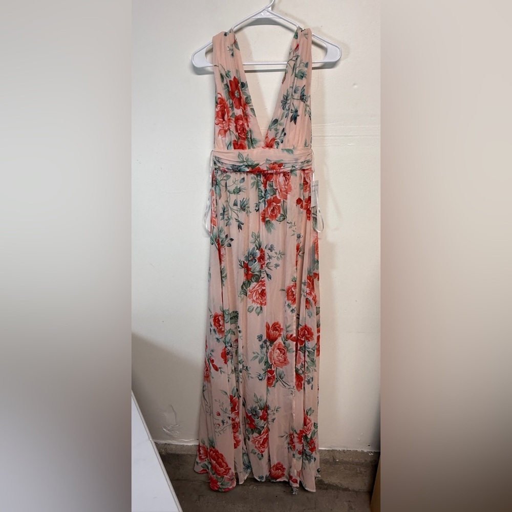 Garden Meandering Blush Floral Print Maxi Dress Size Small - Picture 5 of 9